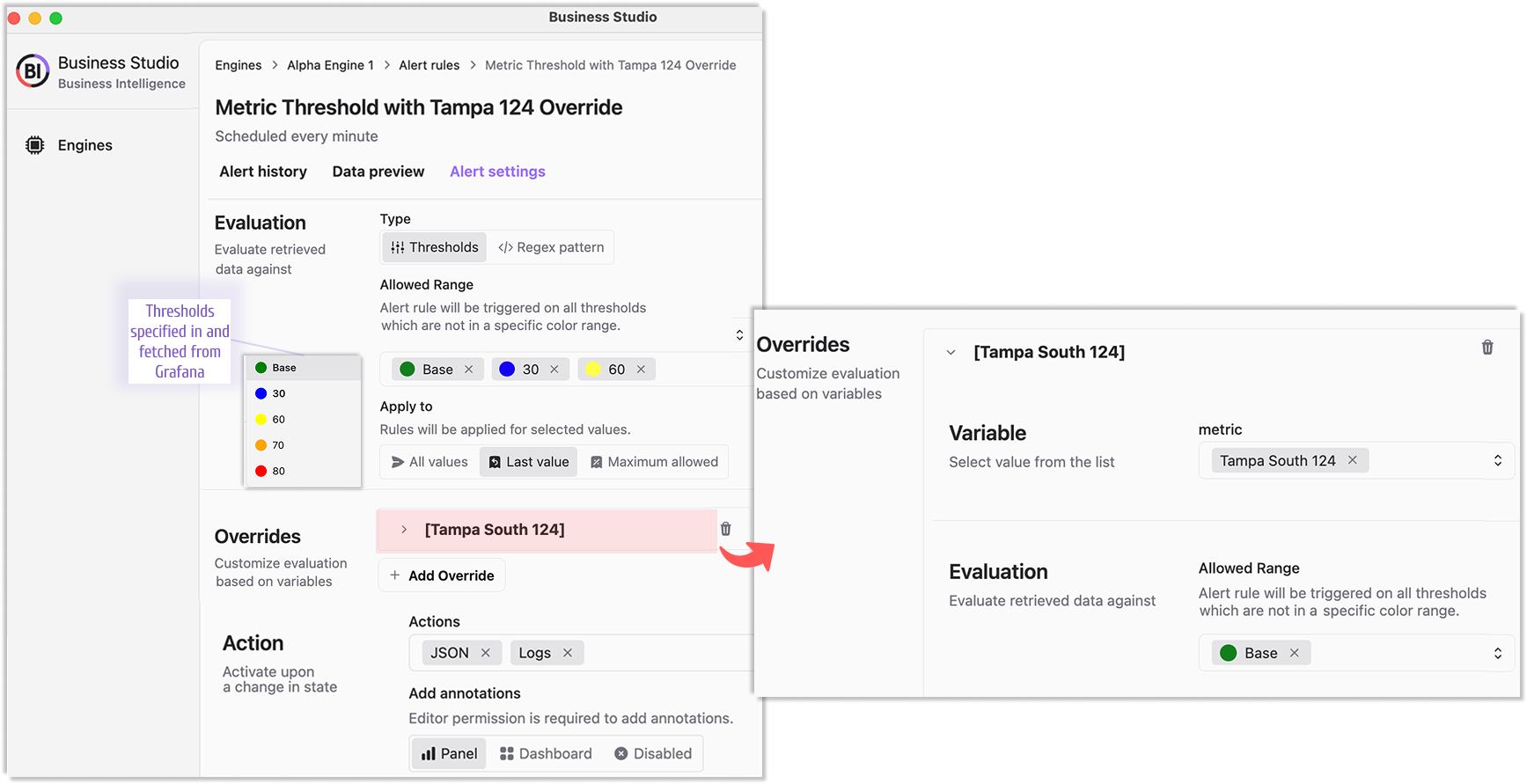 Business Studio alert rule configuration, part2.