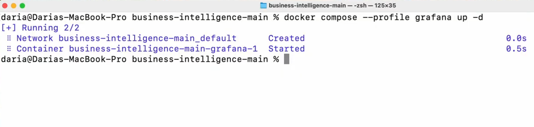 Grafana container installed.