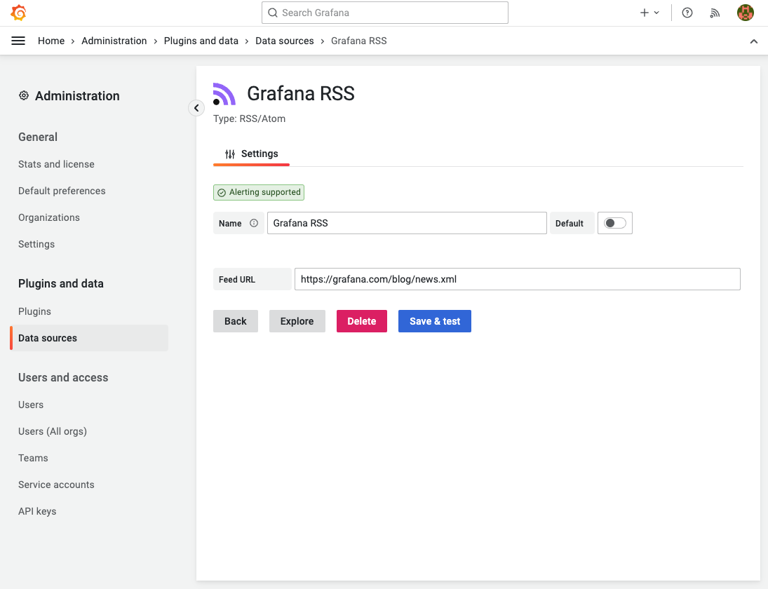 We are adding an Business News data source for showing a newsfeed in Grafana.