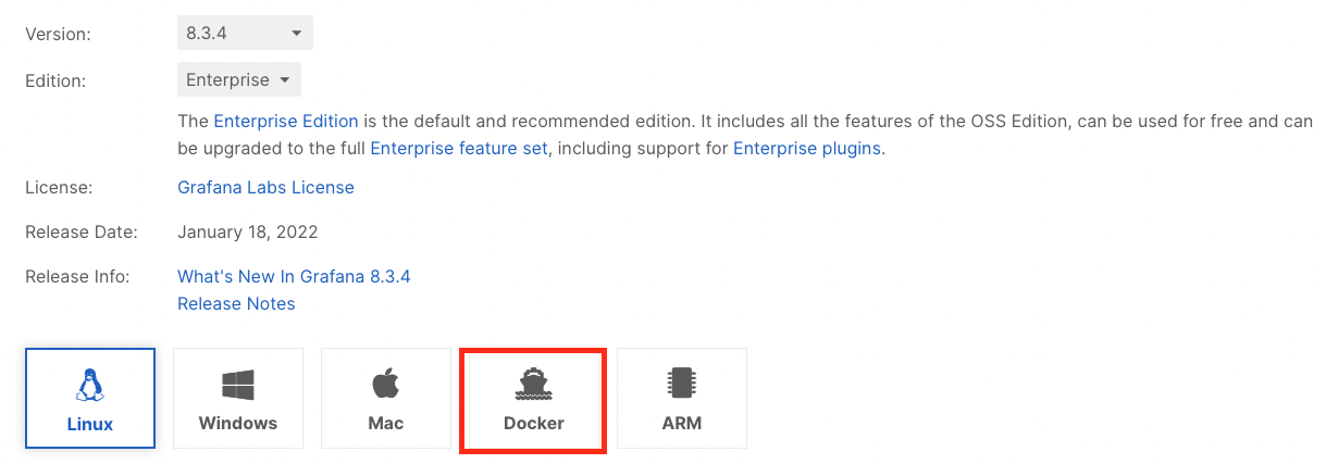 Grafana can be installed on Linux, Windows, Mac, Docker, and ARM platforms.