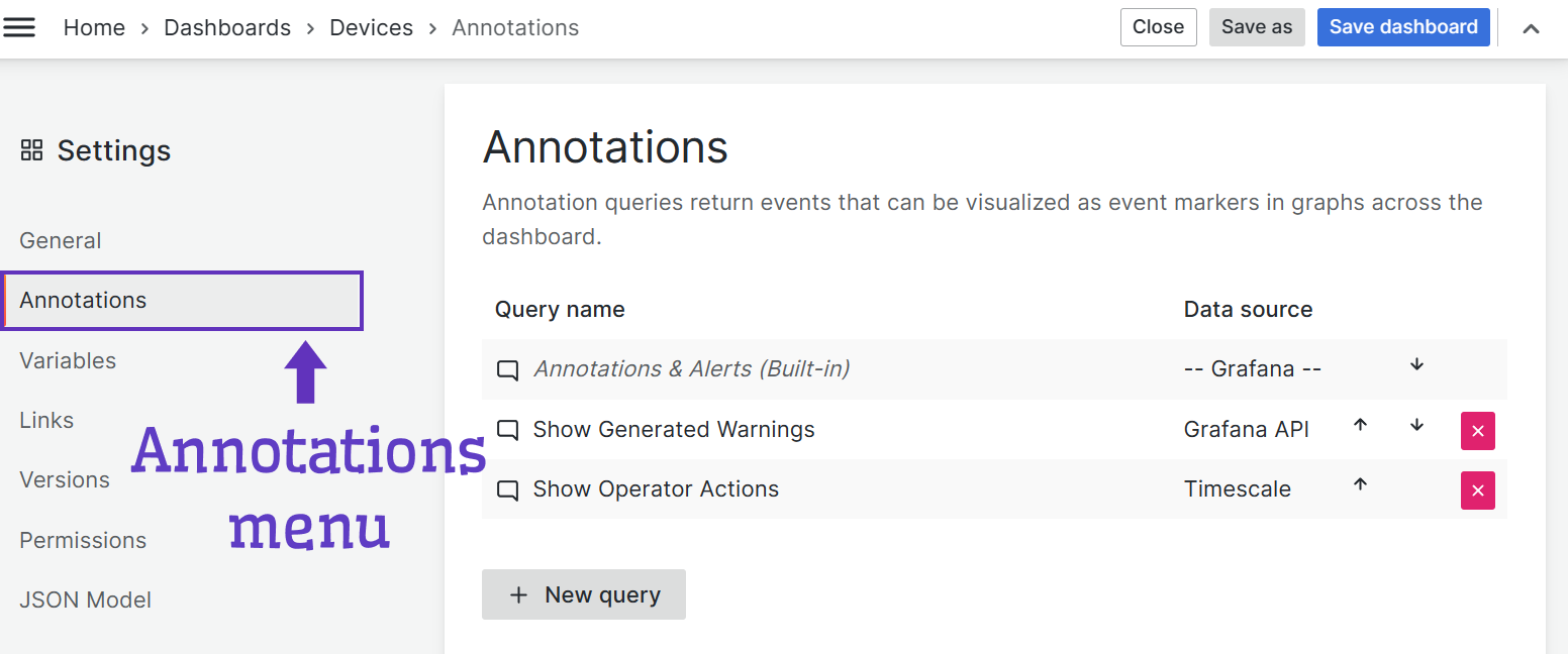 Example of what you see under Annotations menu.