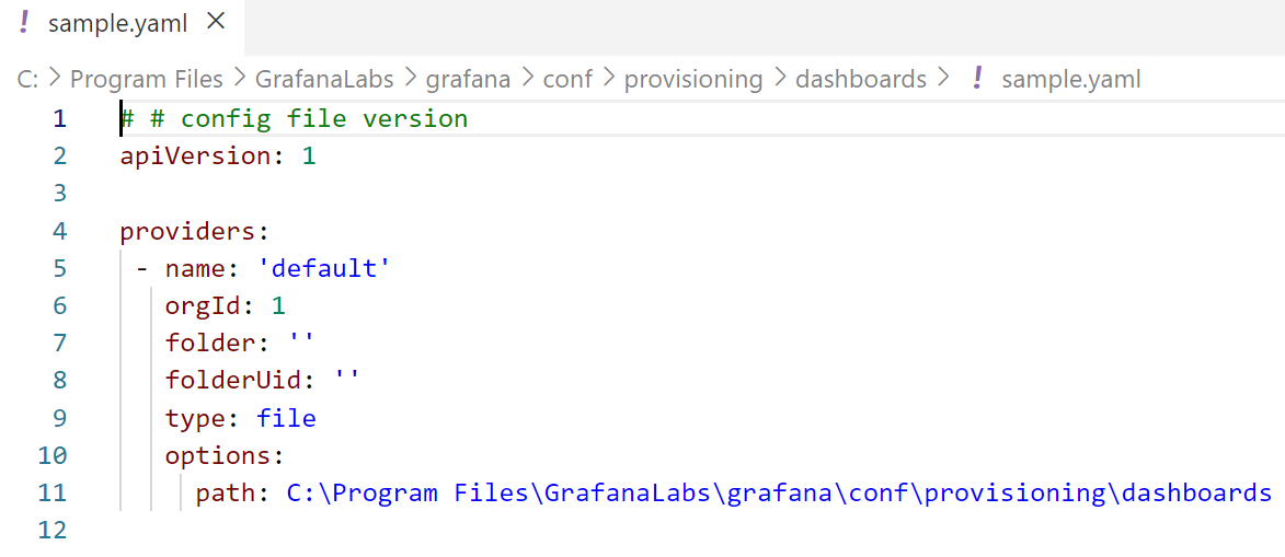 File sample.yaml is an example of how to provision dashboards.