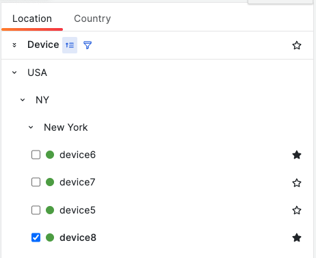 Sort button allows to sort values by status field in both directions.