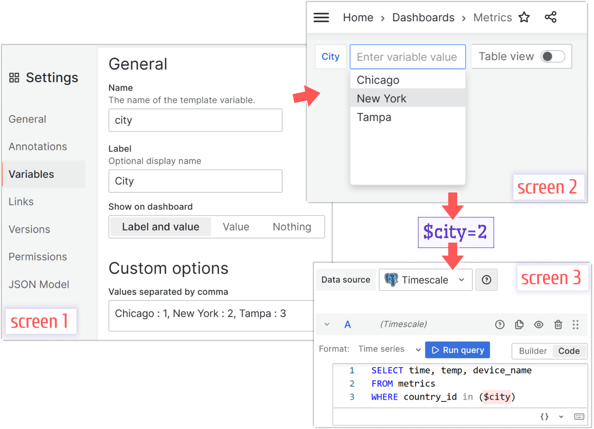 Example of the key-value variable format in the Busines Variable panel.