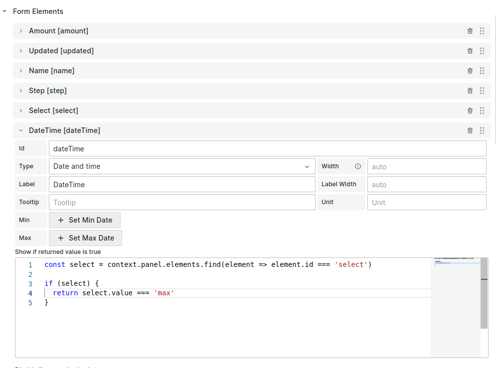 Conditional visibility example.