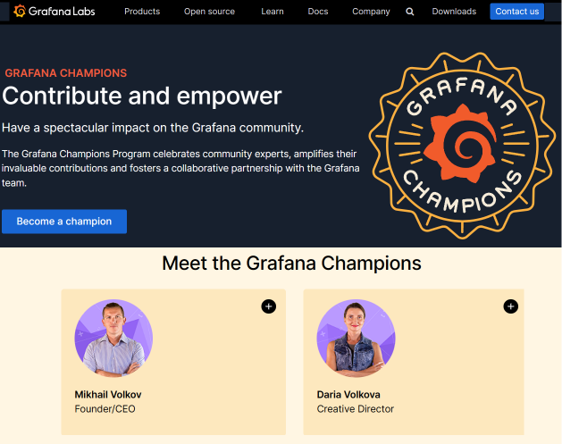 Mikhail and Daria are Grafana Champions starting from 2023.