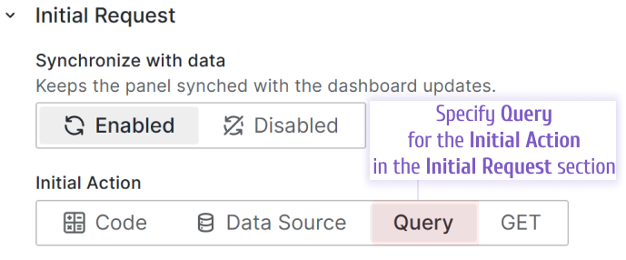 Enabled 'Query' for the 'Initial Action'.