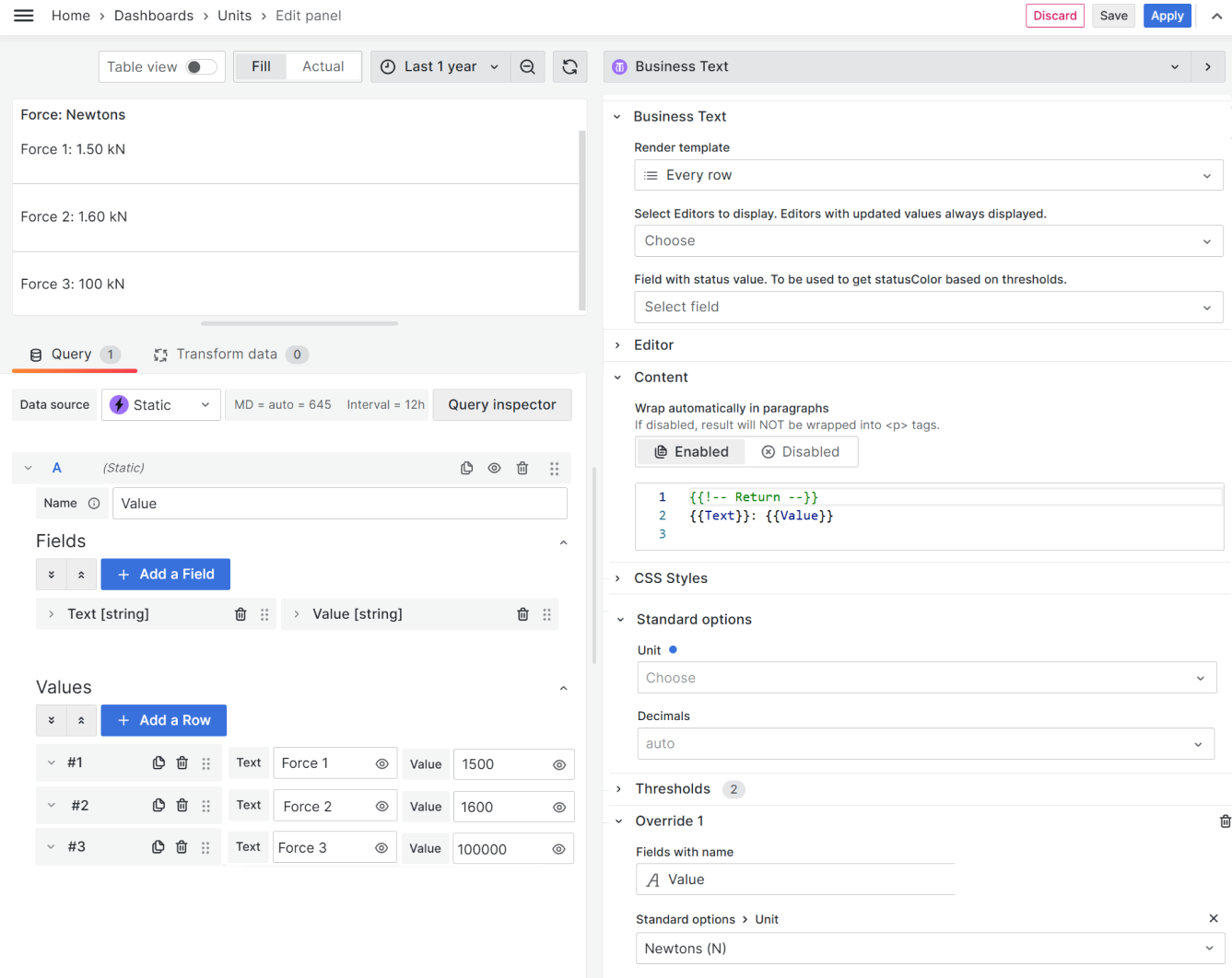 Formating using Overrides in edit mode.