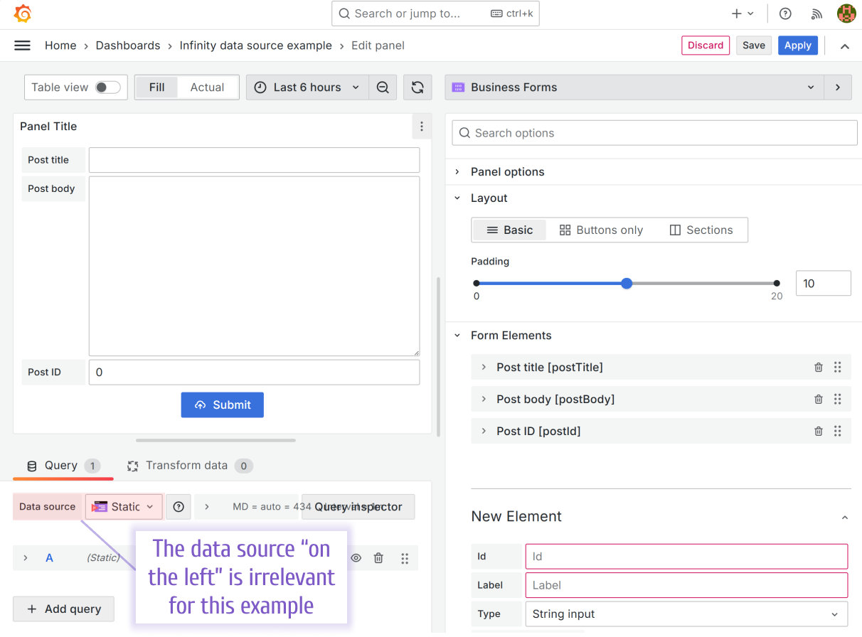 The Form Elements configuration.