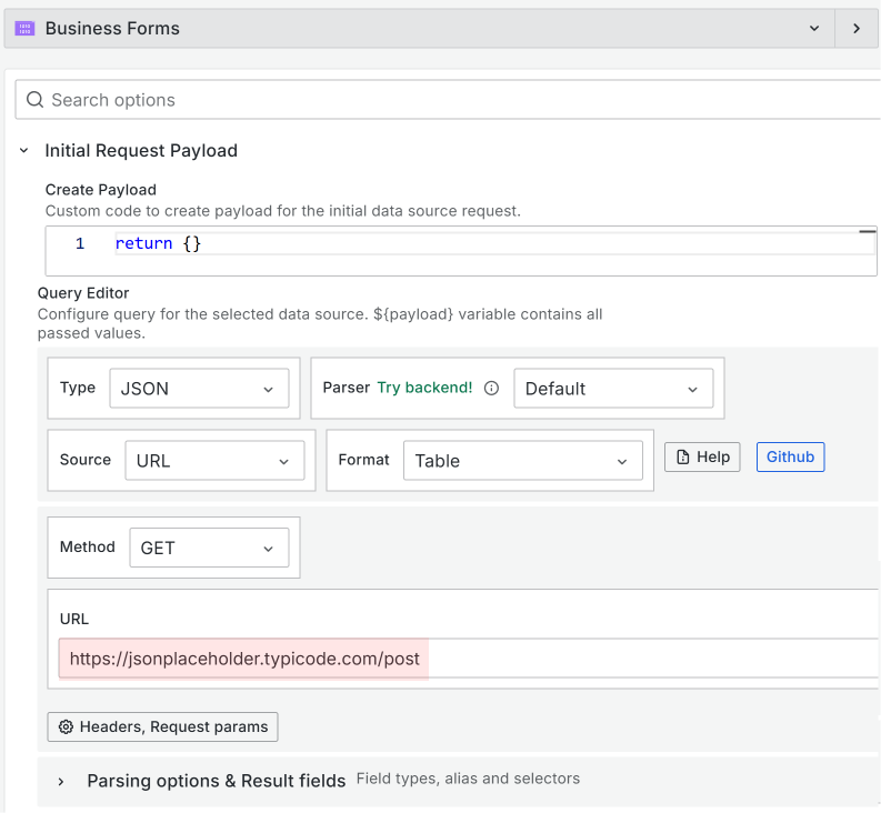 The Initial Request Payload configuration.