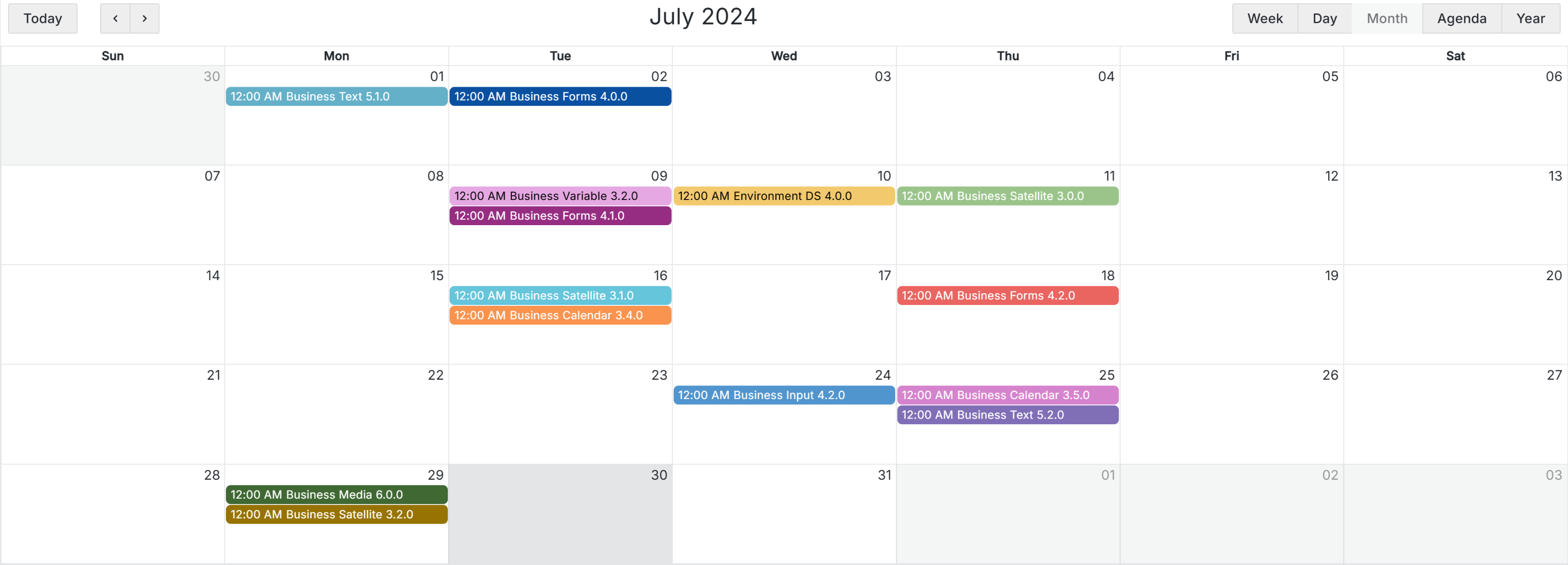 The Business Calendar in Week view.