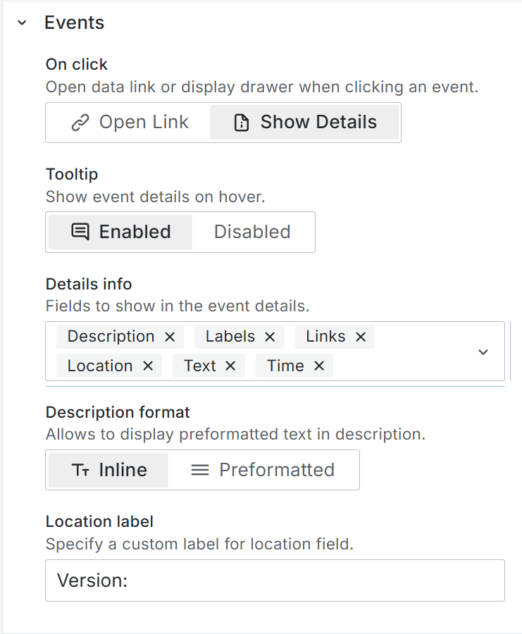 Specify elements to be displayed in the Event details window.