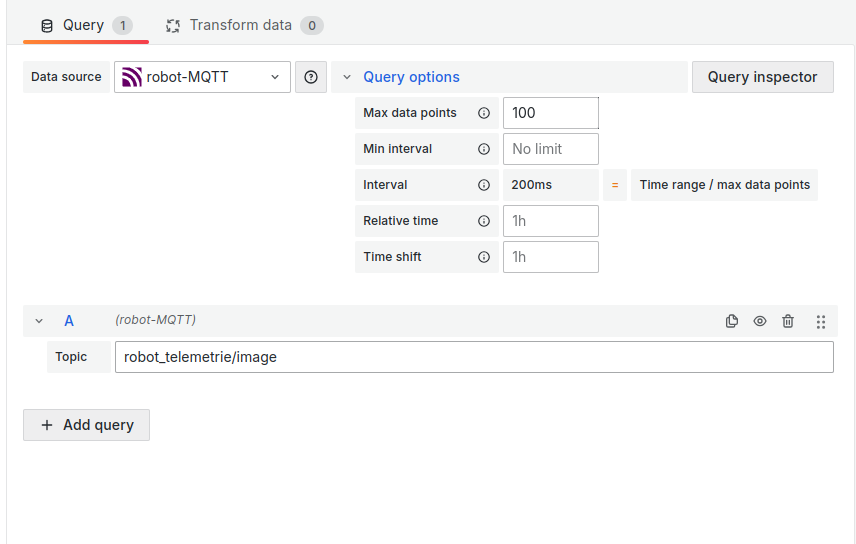 Set Max data points in the MQTT query options.