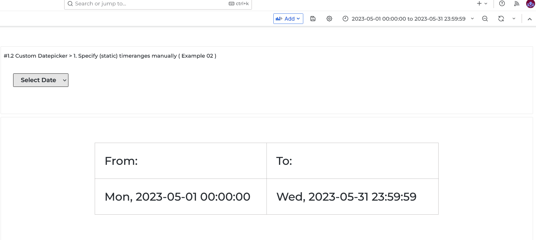 Result preview: single dates.