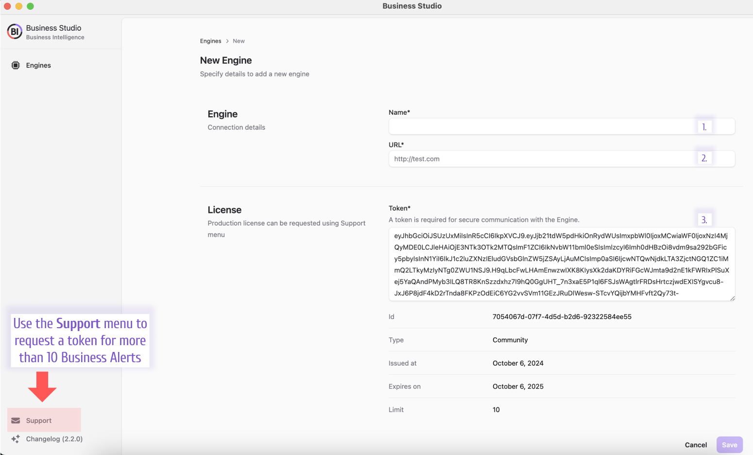 New Business Engine configuration.