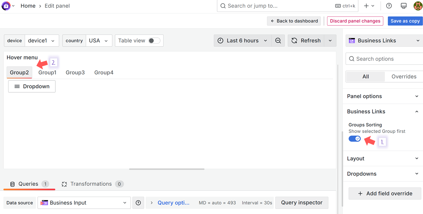 Parameter to make the selected tab to be displayed first.