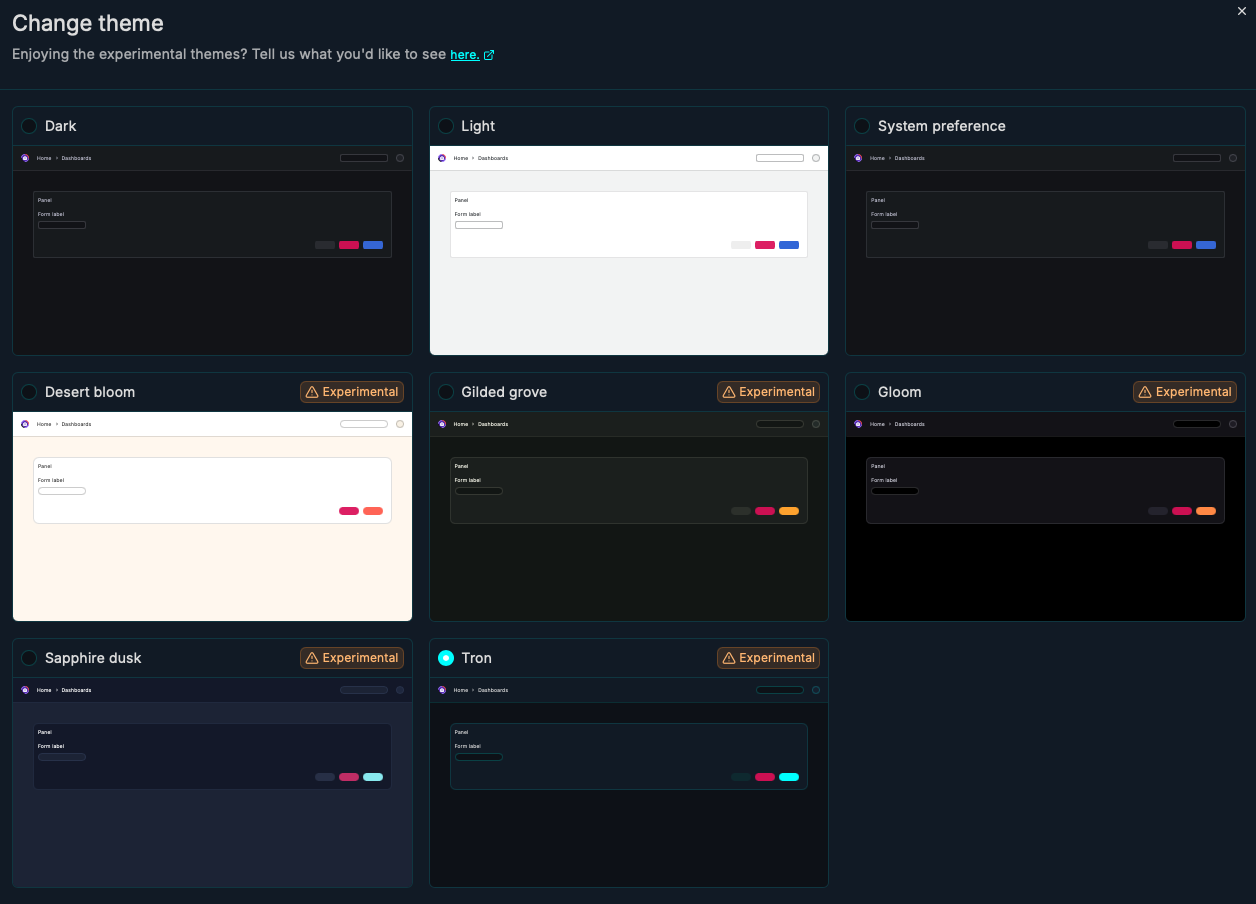 Preview and select the Tron theme in the theme drawer.