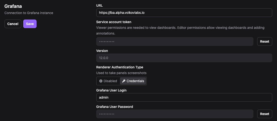 Image Render Microservice requires User Name and Password to access Grafana instance.