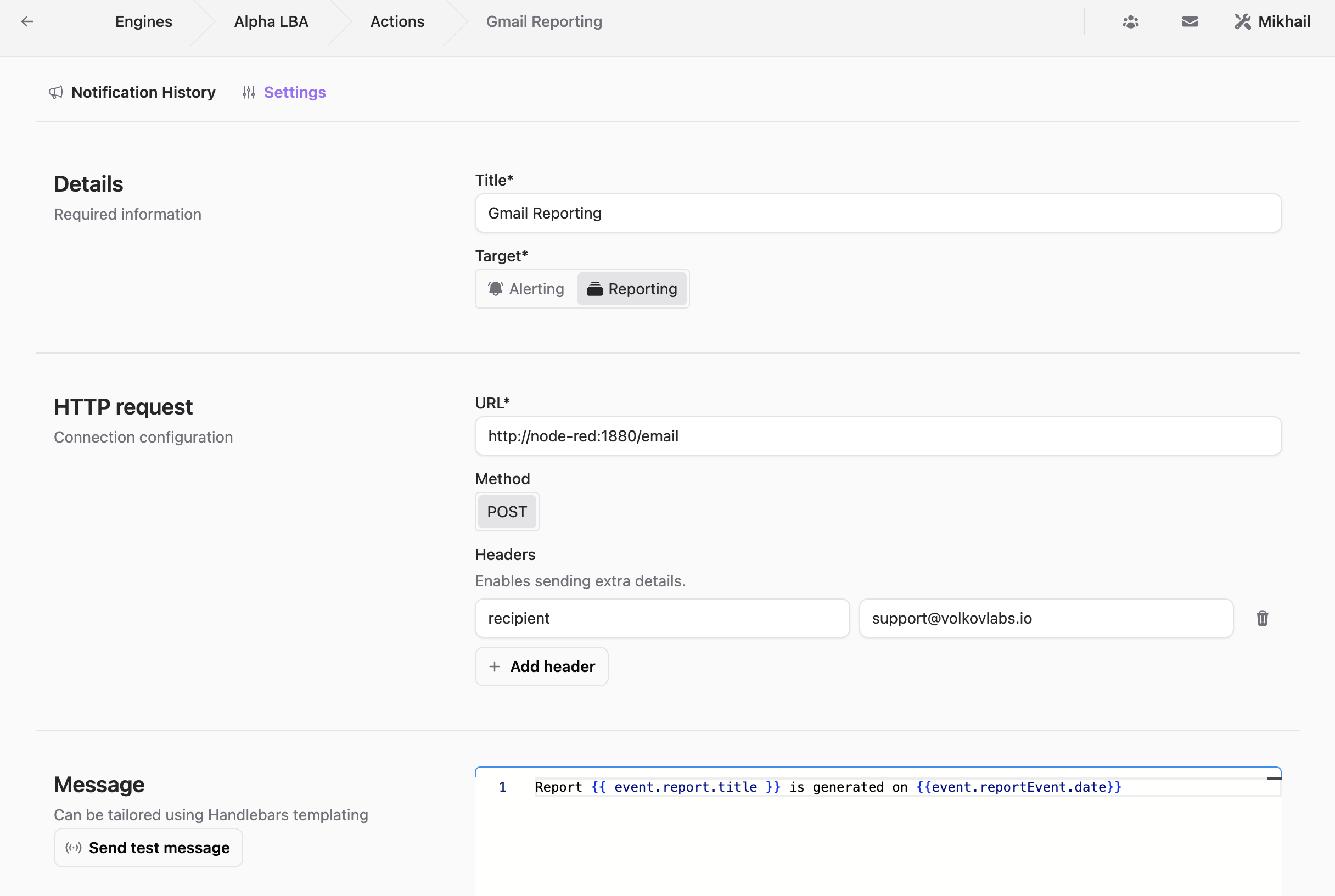 Reporting Actions now have dedicated templates with preview based on recent events.