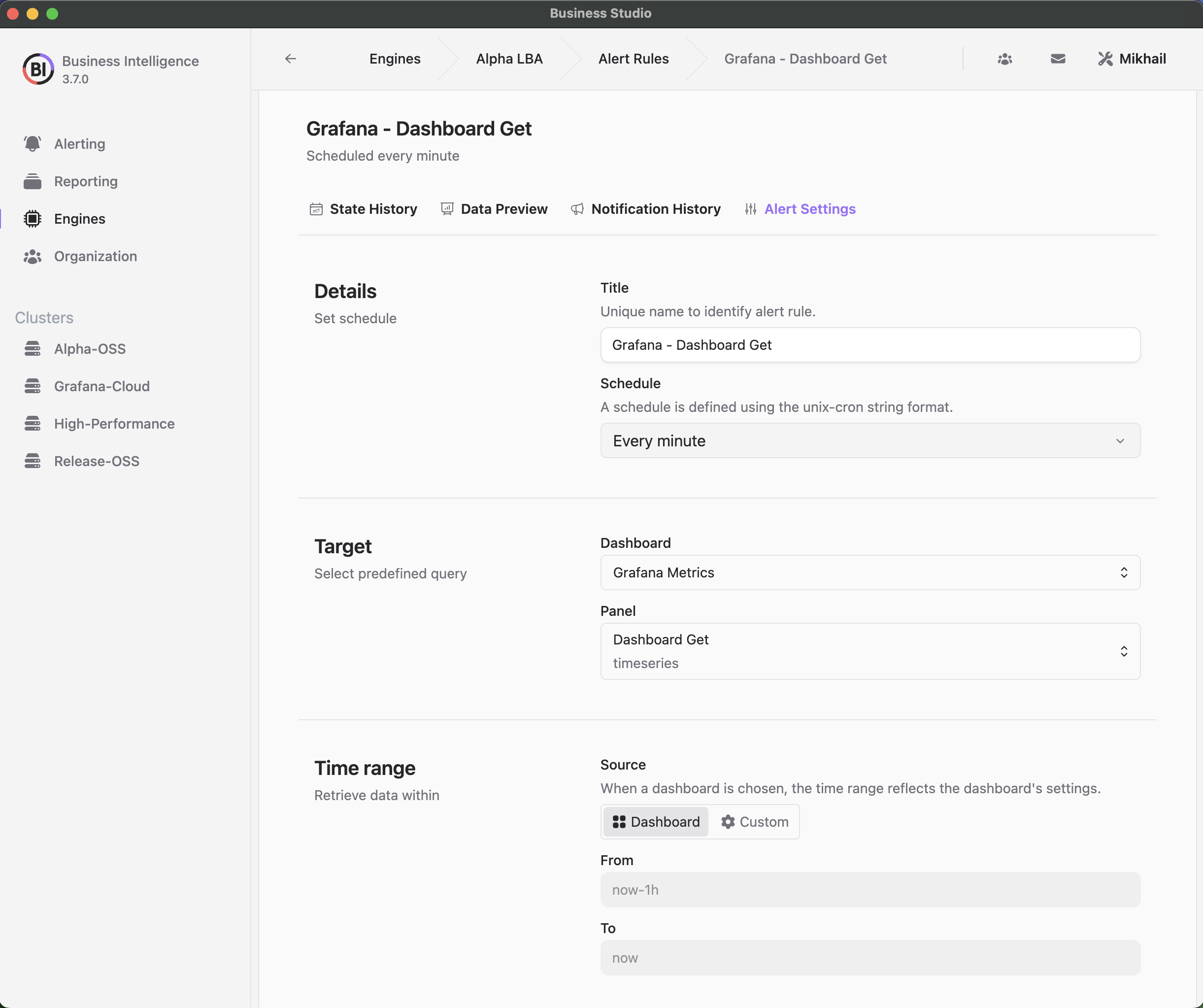 Grafana Dashboard Get Alert Rule based on the Dashboard Get panel in the Grafana Metrics dashboard.