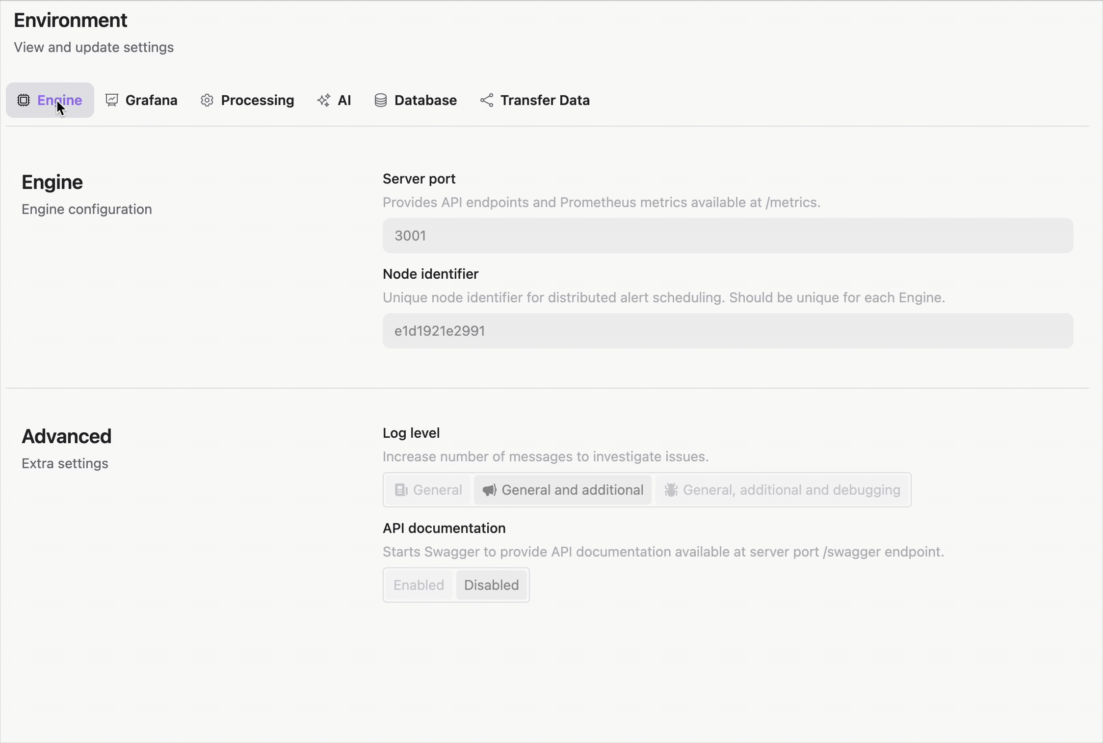 Streamlined settings with dedicated pages for each configuration category.