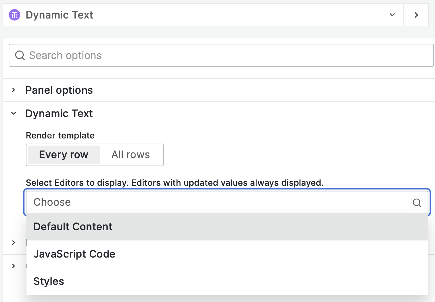 Enable the JavaScript box in the Business Text panel options to explore it
