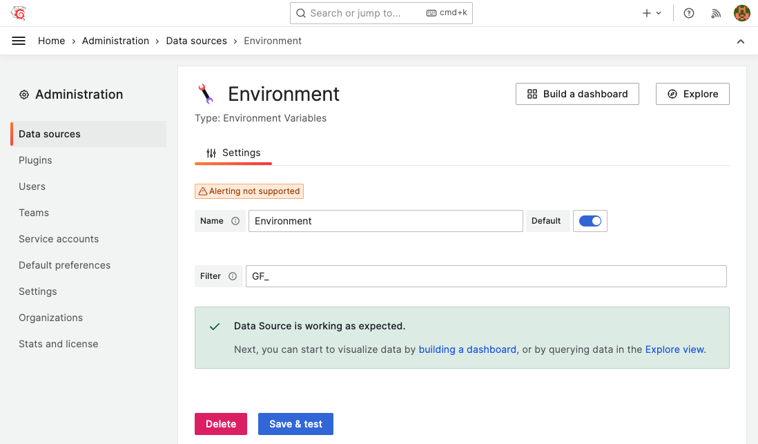 Environment data source can filter out unnecessary or secured variables.