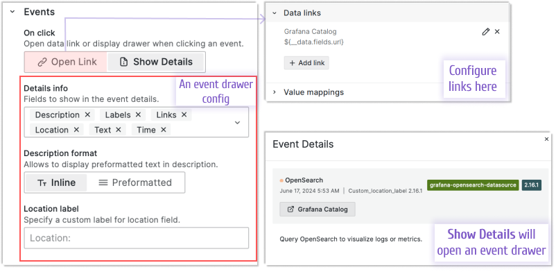 On click parameter determines the plugin action upon a user click event.