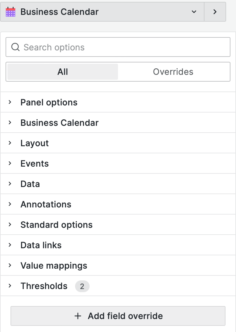 The Business Calendar plugin categories.