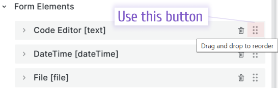 Drag-and-drop form elements in Edit mode.