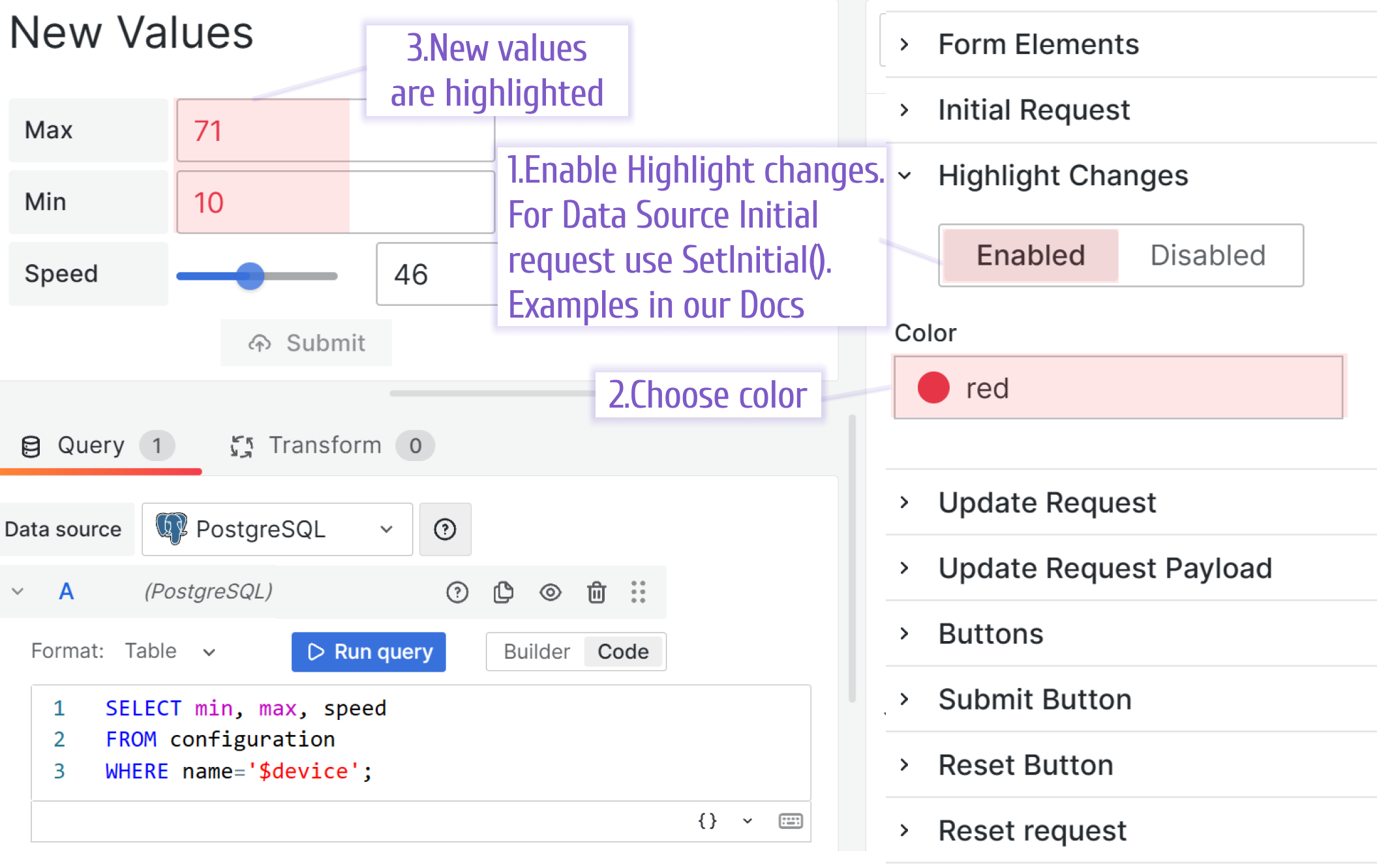 Enable Highlight Changes to see the new values on the form.