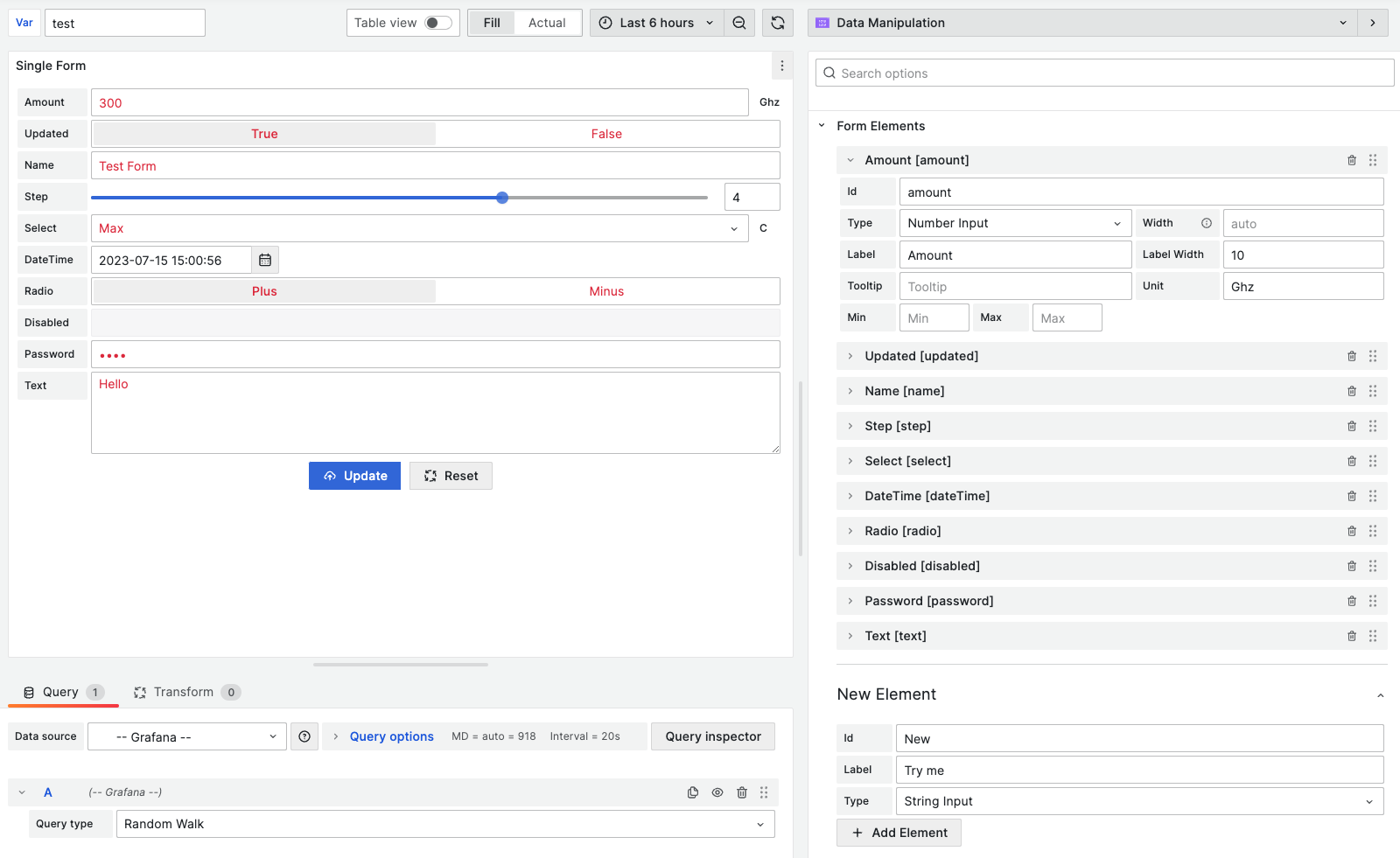 Business Forms panel for Grafana.