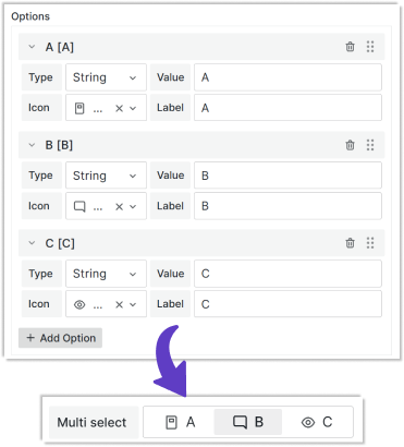 Add custom options for the radio custom type.