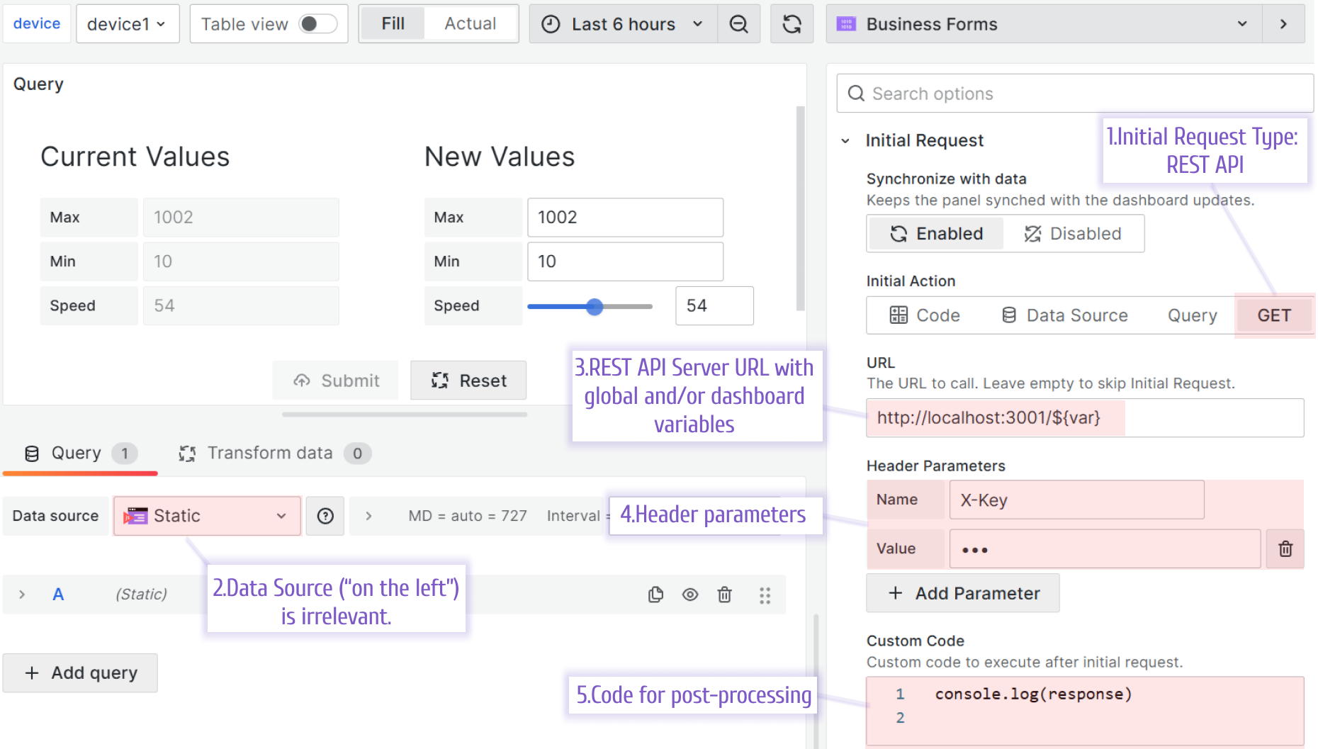 Steps to configure the Initial Request for REST API.