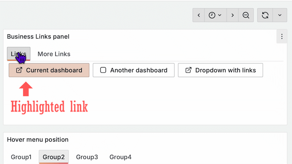 Business Links panel 1.2.0 functionality.