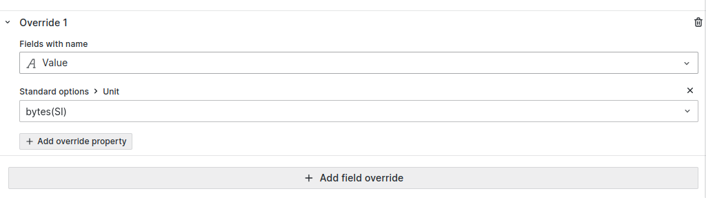 Override unit for fields with name Value.