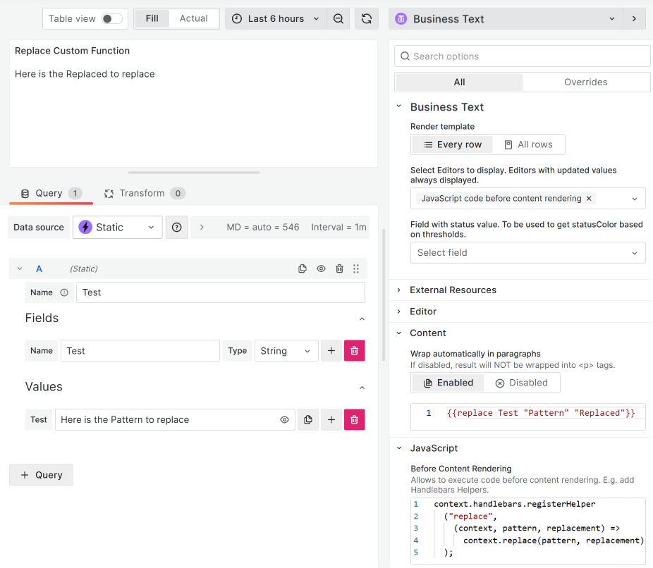 A custom helper to replace data in the returned data.