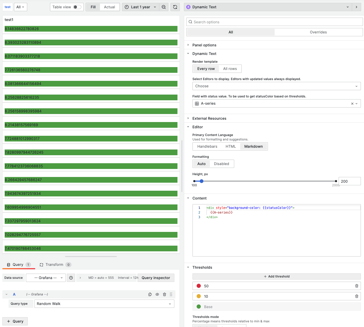 Status field allows you to dynamically set a background or foreground color.