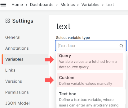 The minimized mode works for Query and Custom variables.