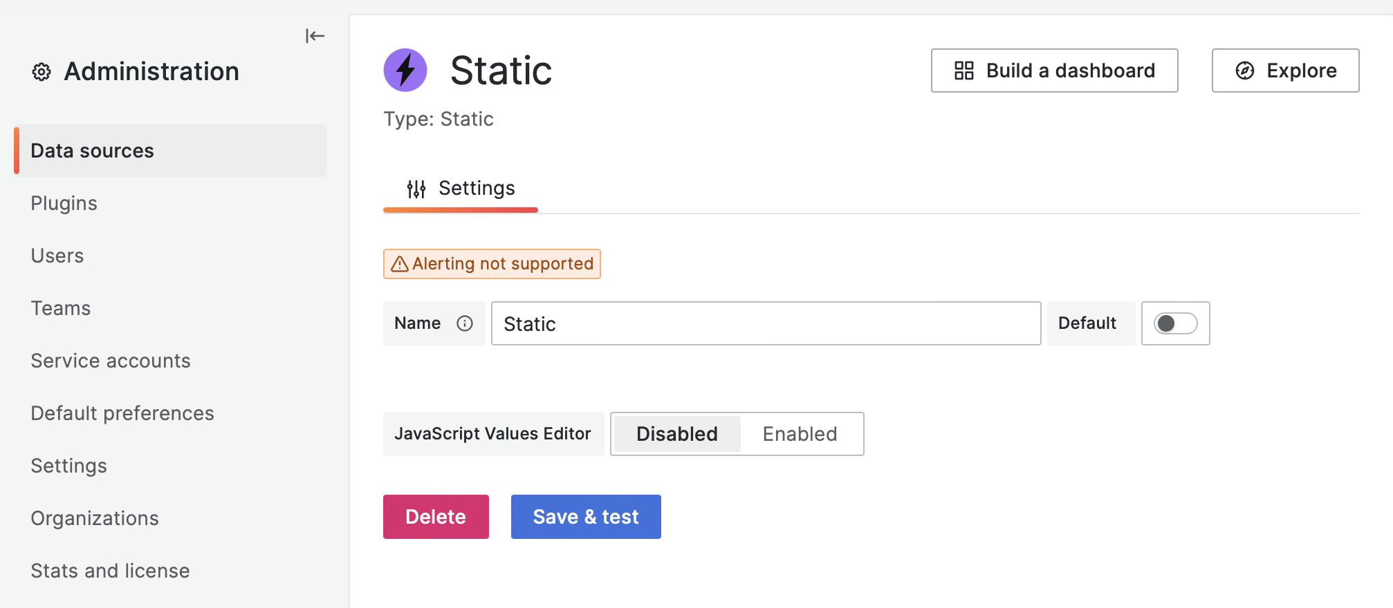 Disable the JavaScript Value Editor in the data source options.