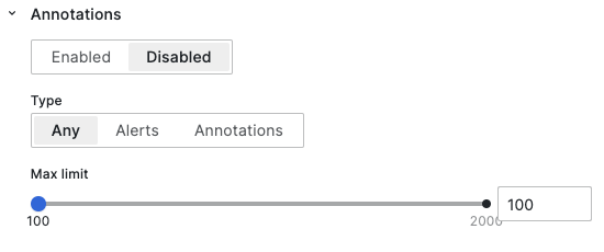 Options to select the annotation type and set the display limit.