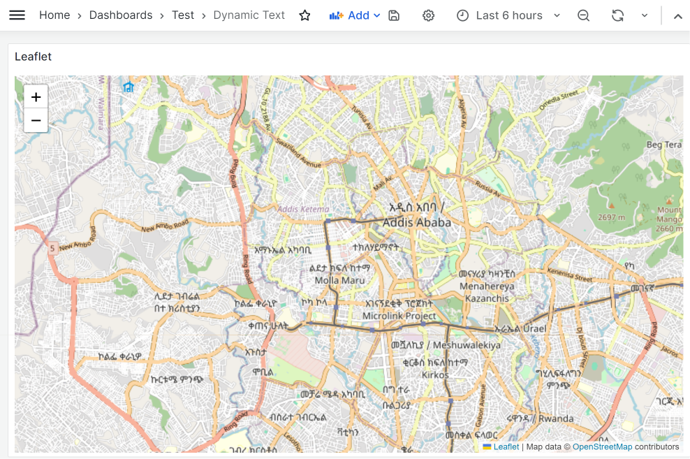 The Leaflet.js map on the dashboard.